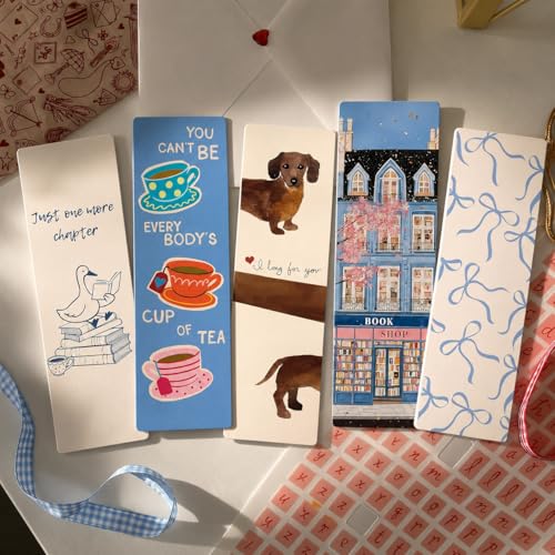 10pcs Cute Bookmarks Set, Aesthetic Bookish Gifts for Women (Blue) - color: Blue