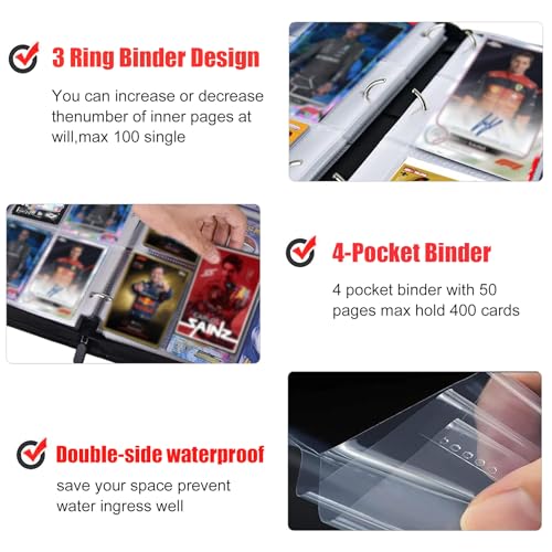 400 Pockets Racing Card Binder, Portable Waterproof PU Storage Album,BJ49 - color: Racing-400