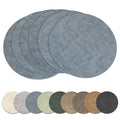 13" Round Placemats Set of 6, Reversible Faux Leather Wipeable Table Mats - color: Light Blue