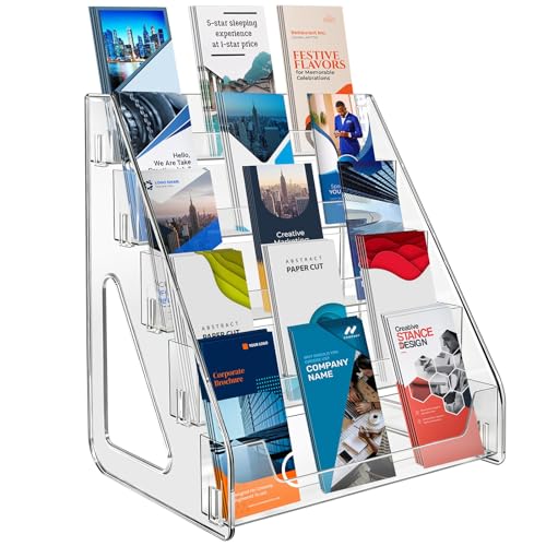 5 Tier Clear Acrylic Brochure Holder, Literature Organizer Paper Stand Display for Cards, Brochures, Pamphlets, Flyer, Signs - color: 5 Tier