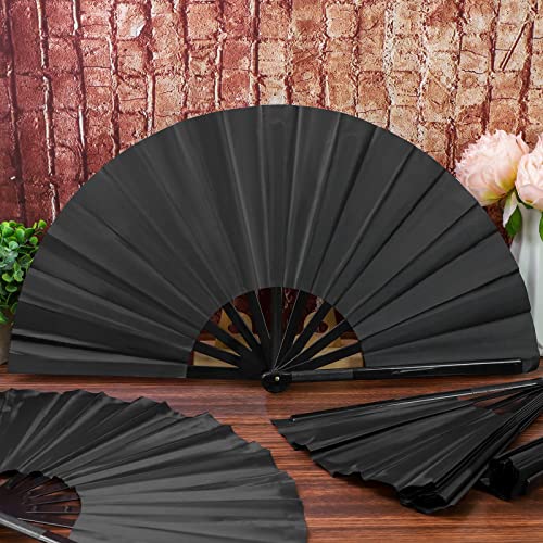 Aodaer 4 Pack Large Fans Chinese Kung Fu Tai Chi Fans Decorative Fans for Men and Women, Black - color: Black
