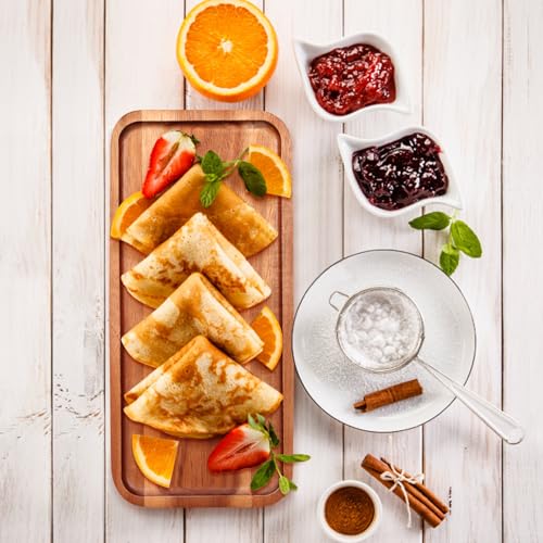Acacia Wood Platter Small 12"X5.5" Charcuterie Boards Long Rectangle Decorative Trays Home Decor Cheese Board Wooden Serving Platters for Cookie, Snack, Dessert, Food Dish Cake Appetizer Plates - size: 12" × 5.5" × 0.6"