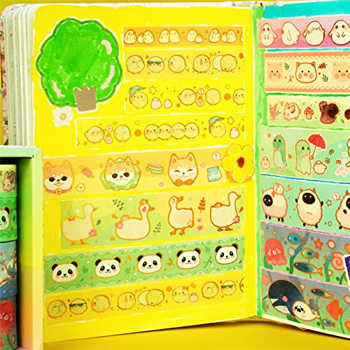 Cute Pets Washi Tape Set 13 Rolls Wide Gold Embellishment Decorative Masking Tapes for Arts, DIY Crafts, Journals, Planners, Scrapbook, Wrapping (Animal Kindergarten) - color: Animal Kindergarten