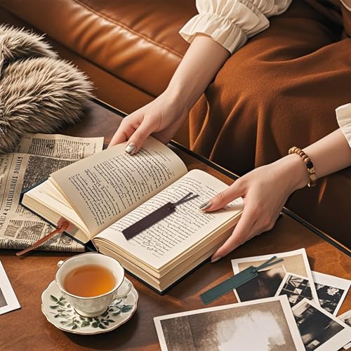 4 Pcs Leather Bookmark, Classic Stitched Bookmarks for Men - size: 4 Pcs