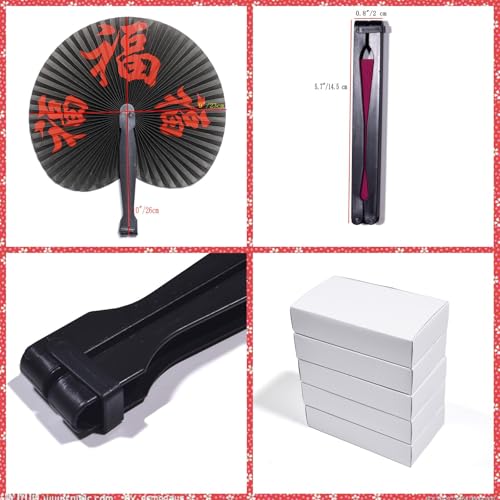 10 Pieces Chinese Paper Fans - color: Chinese Words Paper Fan 02, size: 10 PCS