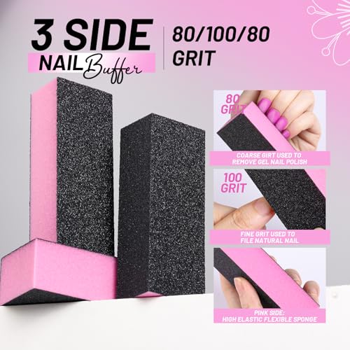 FANDAMEI Nail Buffers and Files, Nail Care Kit, Nail Cuticle Tools Set, Manicure Tools, Finger Nail File, Nail Buffer Block, Cuticle Nippers, Ingrown Toenail Tools - color: Pink
