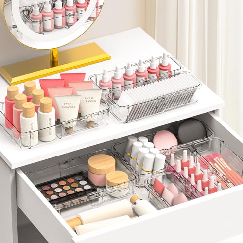 DILIBRA 12 Pcs Clear Extendable Drawer Organizer, Adjustable Drawer Storage - size: 4Pcs Large + 8Pcs Medium