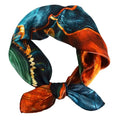 Women 100% Mulberry Silk Neck Scarf 21" Square Floral Neckerchief - color: Blue