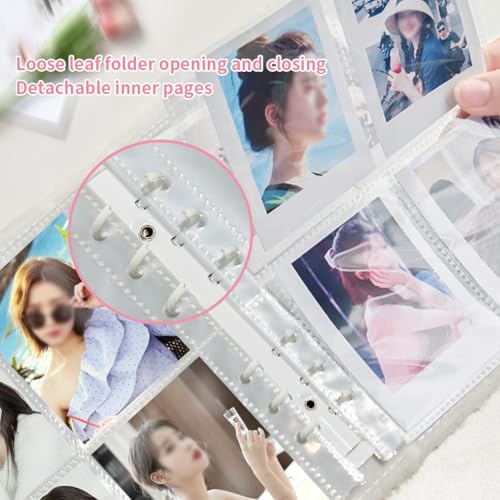 Cute Plush Photocard Binder with 20pcs Transparent Inner Pages A6 Kpop Photo Album Book Double-sided 4-Pocket Inside Pages 3-Inch Kpop Card Holder Pink - color: Pink