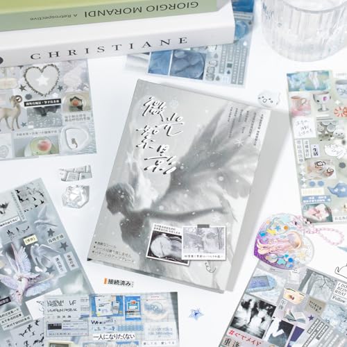 30 Sheets Japanese Sticker Book for Scrapbooking Supplies,650+ Korean Aesthetic Cute Stickers for Journaling,Junk Journal,Planner,Notebook(Micro Light floc Shadow) - color: Forever