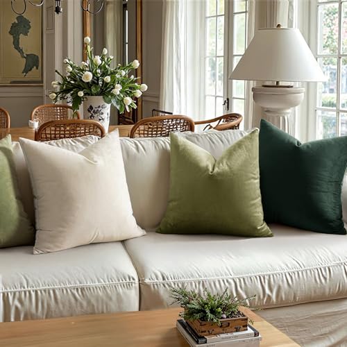 MIULEE Velvet Throw Pillow Covers 12x12 Inch Pack of 2 Army Green - color: Army Green, size: 12" x 12" (Pack of 2)