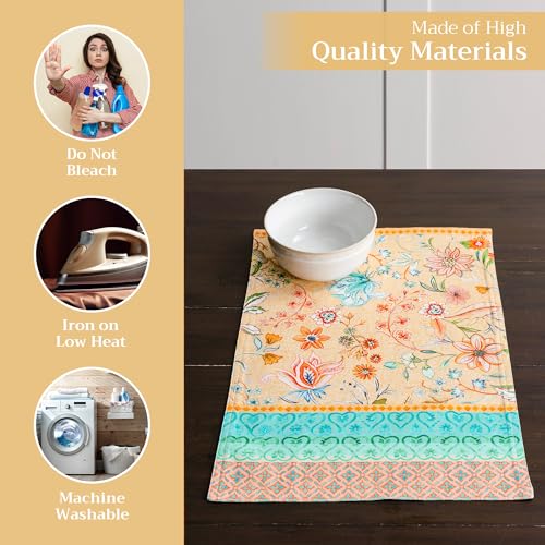 Maison d' Hermine Placemats Set of 4 Reusable 100% Cotton (13"x19") - color: 057 - Luxury Loft - Peach, size: 13" X 19" (Pack of 4)