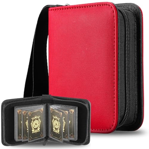 Mini Card Binder, EDUDIIU Small Pokemon Card Binder - color: Red