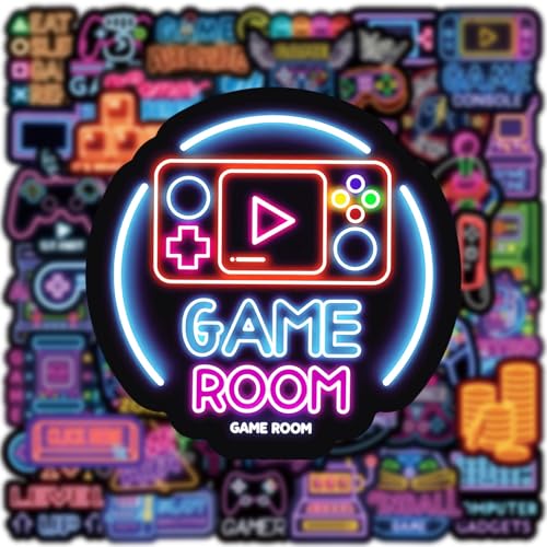 Neon Gamepad Stickers, 50 Pcs Cool Neon Game Sticker Packs for Kids Classroom Rewards, Waterproof Vinyl Stickers for Water Bottles Laptop Scrapbooking Skateboard Journaling Luggage (Gamepad) - color: Gamepad