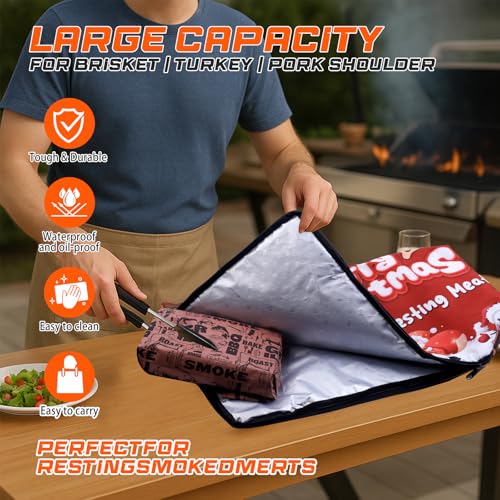 BBQ Blanket for Resting Meat - Meat Resting Bag of Washable Oxford Cloth - Insulated Brisket Resting Blanket for Turkey, Pork Shoulder & Beef - Gifts for Men, BBQ Lovers Gift (Mixed Colors, 25 in) - color: Mixed colors, size: 25 in