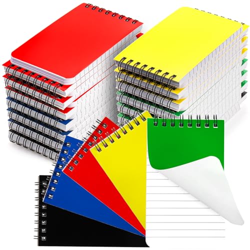 Hacaroa 30 Pack Top Spiral Memo Pads, 3"x5" Lined Pocket Notebook Mini College Ruled Paper 75 Sheets/150 Pages, Wirebound Small Steno Pads for Home, School, Office, Assorted Colors