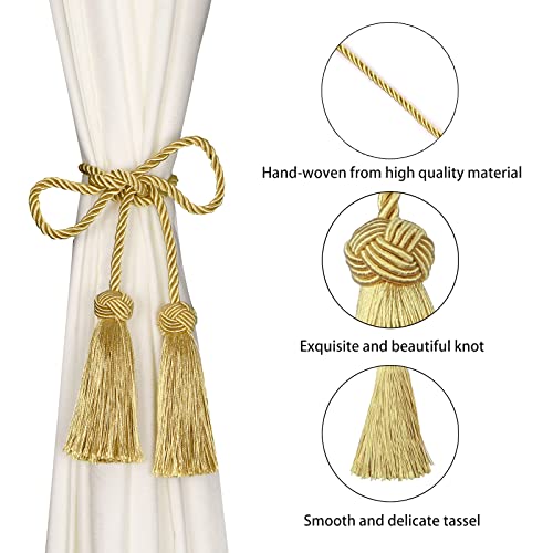 BEL AVENIR 2 Pack Handmade Rope Tassel Curtain Tiebacks - color: Gold, size: 2 Pack