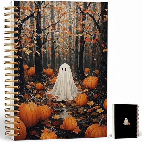 Notebook Journal for Women - A5 Spiral Notebook with Ghost in forest Design, Vintage Dark Romantic Ghost Wildflowers, Gothic Office & School Supplies, Unique Gifts for Women Birthday, Christmas (Forest Ghost) - color: Forest Ghost