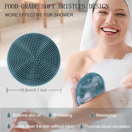 INNERNEED Food-Grade Soft Silicone Body Scrubber Shower Brush, Dark Green - color: Dark Green
