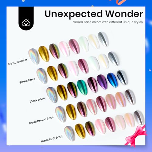 Beetles Metallic Chrome Nail Powder Kit Black White Colors Gel Polish - color: Multicolor-8-10