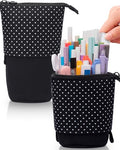 Sooez Standing Pencil Case, Cute Stand up Pencil Pouch, Telescopic Pen Bag - color: Black