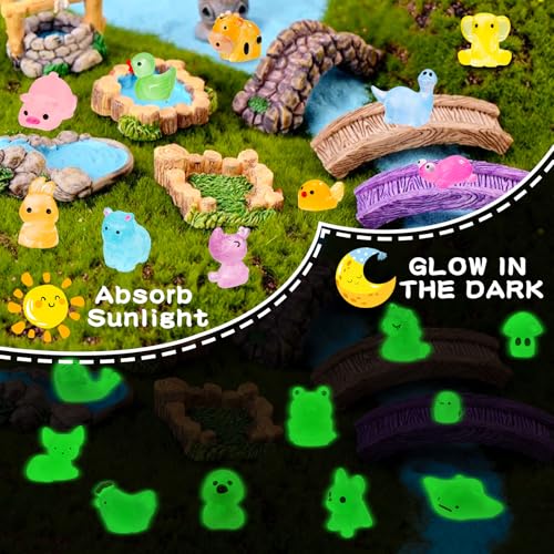 120PCS Glow in the Dark Mini Resin Animals 20 Styles of Luminous Ducks dinosaurswls Frogs and More Tiny Figurines for Fairy Garden Aquarium Terrarium Potted Plants Dollhouse Decor - color: 120pcs-animals Style2