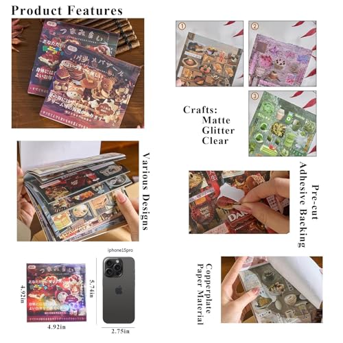 Japanese Stickers Book for Scrapbooking S,Desserts Japanese Stickers - color: Gourmet