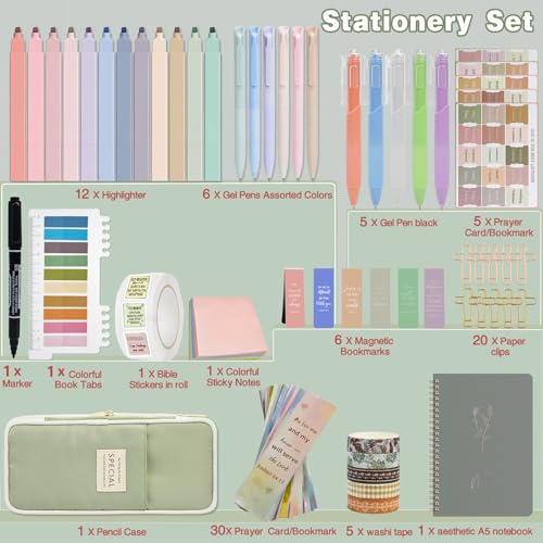 HRFGWDD 96-Piece Bible Study Supplies, Journaling Kit for Women, Green - color: 96PCS-GRENN