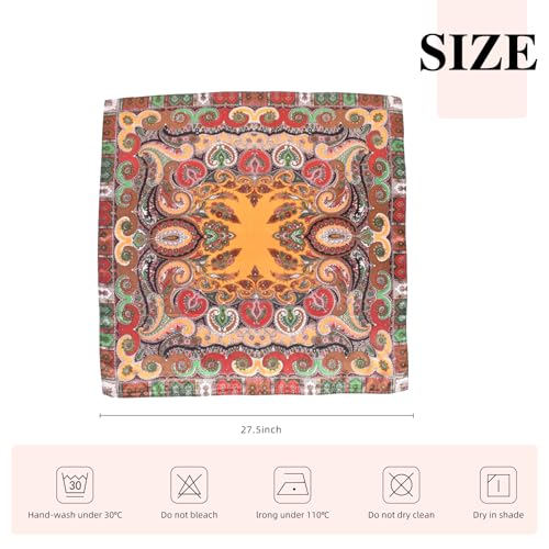 35 Inches Silk Head Scarf-Satin Hair Scarves Silk Bandana Scarf Headscarf for Women's Fashion Scarves - color: Cashews With Buddha-yellow