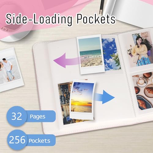 256 Pockets Photo Album for 2x3 Inch Picture, Kpop Photocard, Leather Cover, Photo Album Book Fit for Fujifilm Mini 12/11/9/8/EVO/Link/Liplay Instant Flims (Blossom Pink) - color: Blossom Pink, size: 256 Pockets
