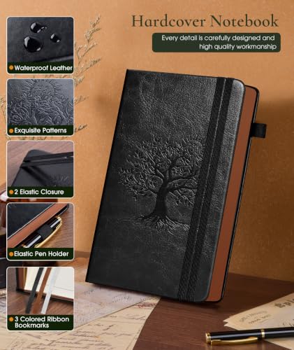 Small Journal Notebook 3.7"x6.8", 300 Page Lined Paper Pocket Size Notebook - color: Black, size: A6 (3.7in x 6.8in)