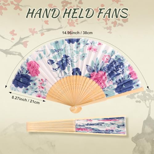 Zonon 4 Pack Hand Held Folding Fans for Women Silk,Elegant Flowers - style: Elegant Flowers