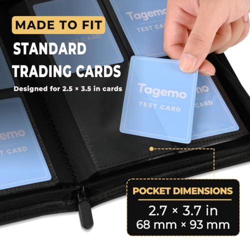 4 Pocket Card Binder, 160 Pockets Mini Trading Card Binder with Side Loading Pockets, Zip Closure and Water-Resistant Diamond-Textured Cover for TCG and Sports Cards - color: Black, size: 4-Pocket