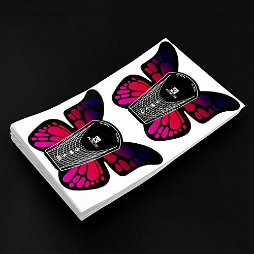 KADS 100Pcs Butterfly Nail Forms Self Adhesive Extension Poly Nail Gel Tool