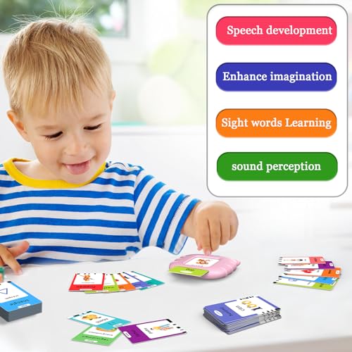 Startcan Spanish & English Talking Flash Cards for Girls 3-6, Audible Toys with Music to Learn Numbers 0-100, Letters, Phrases and More Spanish and English Vocabulary - 278 Cards and 556 Words(Pink) - color: 556-bilingual-pink (Abc, 0-100, Phrases+3 Songs