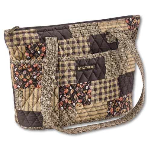 Bella Taylor Small Tote, Quilted Shoulder Bag for Women - color: Twilight Garden Patch