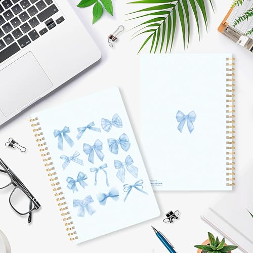 CNhoqc Lined Spiral Journal Notebook, 2 Pcs Blue Coquette Aesthetic Preppy - color: Blue