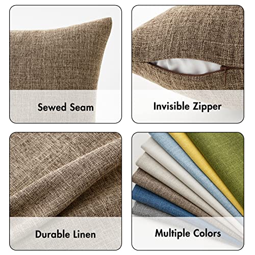 MIULEE Pack of 2 Decorative Linen Burlap Pillow Covers Farmhouse Boho Accent Pillowcases for Sofa Car Couch Bedroom Living Room Decor 18x18 Inch Brown - color: Brown, size: 18" x 18" (Pack of 2)