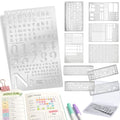 10Pcs Metal Planning Stencils, Bullet Journal Stencil, Ruler Stencil for Journaling with Case – Bullet Journal Weekly/Monthly Planning, Daily Task Tracker, Drawing Straight Lines
