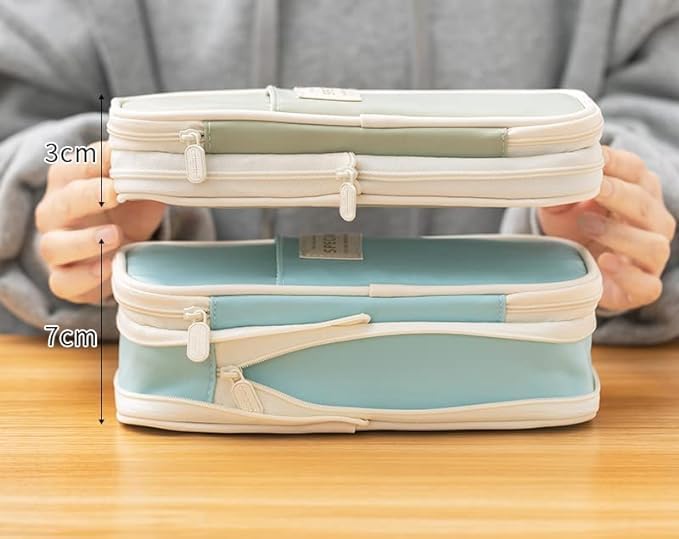 Arnuixty Large Storage Pencil Case Pen Bag with Zipper Big Capacity Pouch Organizer for Office Travel Holder Box(Blue) - color: Blue