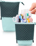 Sooez Standing Pencil Case, Cute Stand up Pencil Pouch, Telescopic Pen Bag - color: Green