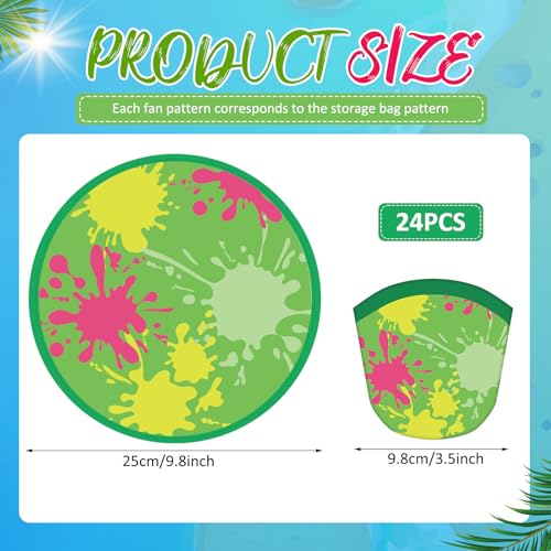 Gejoy 24 Pcs Splash Pattern Flying Disc Folding Hand Fan 8 Styles - color: Multicolor