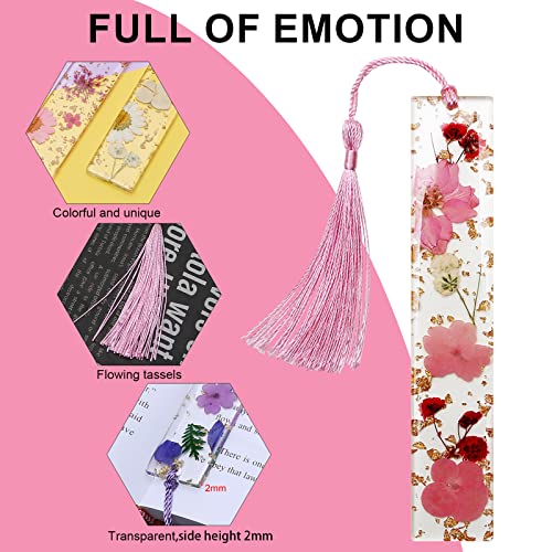 Bookmarks for Women, Kaluofan 2PCS Book Marks for Reading Women, Durable Handmade Dried Flower Resin Bookmarks with Tassels, Pretty and Increase Reading Interest - color: A, size: 2PCS