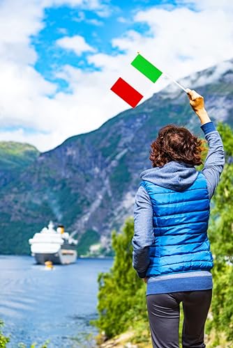 50 Pack Italy Italian Flags Small Mini Hand Held Italy Italian on Stick Flags, Miniature National Country Flags,Party Decorations Supplies for Parades,International Festival - color: Italy