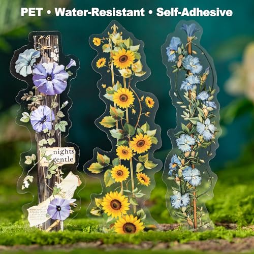90 Pcs Floral Strip PET Stickers for Scrapbook Journaling - color: Blossoming Vines