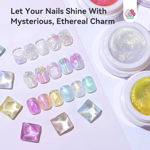 SAVILAND 6PCS Solid Builder Nail Gel Kit Non-Sticky Aurora 30 Day Long-Wear - color: Aurora