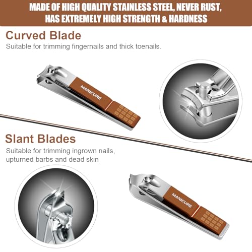 Manicure Set Professional Nail Clippers Pedicure Kit,16 pcs Stainless Steel - color: Brown