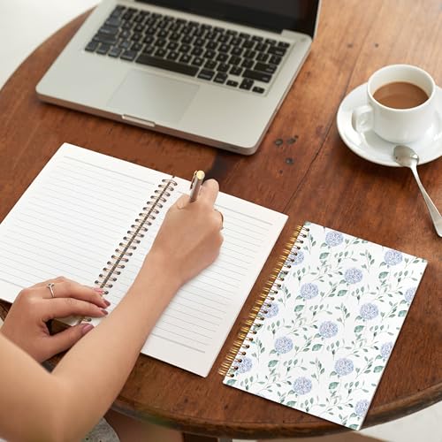 Hydrangea Notebook Journal, Hydrangea Gifts, Blue Notebook Office Supplies, Hardcover Spiral Journal 5.5x8.3 Inch - color: Blue Hydrangea