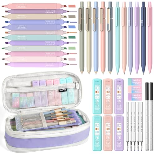 Nicpro School Supplies Stationary Set with Pencil Case, 39 PCS Purple - color: Purple, size: 1 count (Pack of 39)