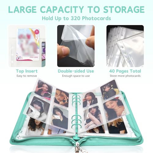 A5 Photocard Binder Holder Photo Card Storage Book 320 Pockets, Cyan - color: Cyan